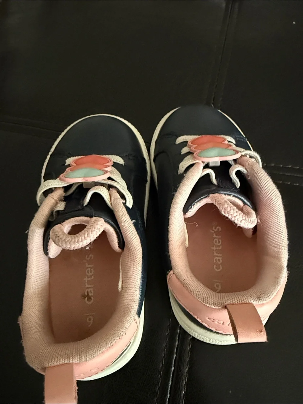Carter's Navy Sneakers with Pink & Coral Heart Accents
